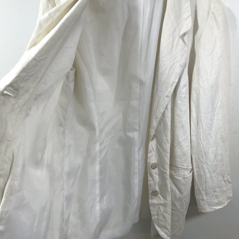 Vintage Linen Blazer with Pockets Ivory Sz 10 - Picture 5 of 13